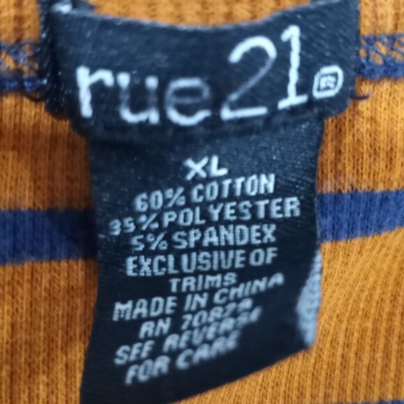 RUE 21 BROWN|BLUE STRIPED JERSEY DRESS WITH GOLD BUTTONS WOMEN SIZE XL - Picture 4 of 9